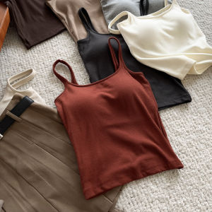 Thon Gọn Co Giãn Ren Đổ Xô Bên Trong Ấm Áp Tự Làm Nóng Nữ Áo Ba Lỗ Với Miếng Lót Ngực Tích Hợp Mùa Thu Mùa Đông Mặc Bên Trong