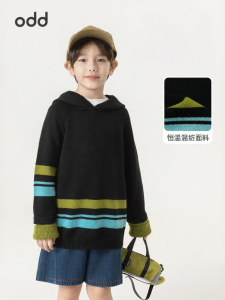 Children Autumn Spring Colorblock Hooded Knitwear