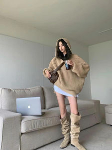 รองเท้าบูททรงสูงสำหรับผู้หญิง ทรงหัวแหลม ด้านข้างมีรอยยับ รองเท้าบูททรงสูงแบบสวมสำหรับฤดูใบไม้ผลิและฤดูใบไม้ร่วง