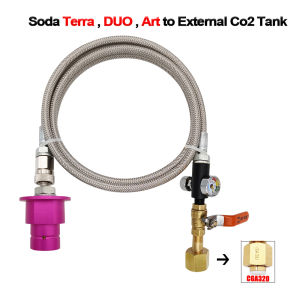 New 1.5m Soda Steel Braided Pipe with W21.8-14 CGA320 Soda Quick Connect Belt with Gauge