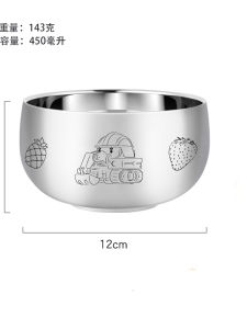 316 Stainless Steel Bowl Childrens Bowl Drop-Proof and Hot-Proof Household Eating Soup Bowl for Babies and Children for Kindergarten Bowl Spoon