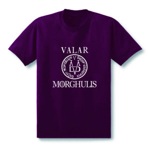 Pure Cotton Short Sleeve T-Shirt Game of Thrones Valar Morghulis Print Casual Breathable Summer Top for Youth Men Women
