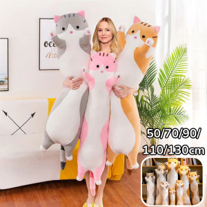 Kawaii Cat long Pillow Plush Soft Long Cat Plushies Stuffed Animal Sleep Pillow Kids Bed Sleep Pillow Girls Gift Doll