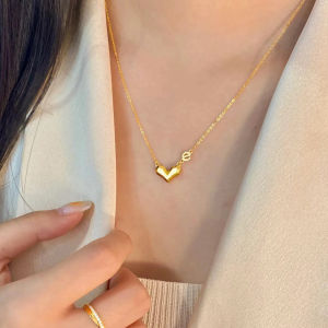 Non-Fading 18K Gold Three-Dimensional Peach Heart Pendant Heart Necklace Womens 2023 New Arrival Light Luxury Minority Clavicle Chain