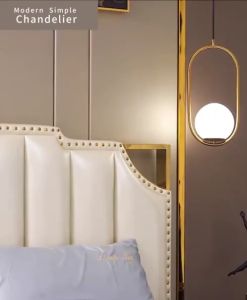 โคมไฟระย้าสไตล์นอร์ดิกสีทองศิลปะเหล็ก โคมไฟระย้าดีไซน์โมเดิร์น ลูกบอลแก้ว โคมไฟเพดานแบบมินิมอล สร้างสรรค์ สำหรับห้องนั่งเล่น ห้องอาหาร ห้องนอน บาร์