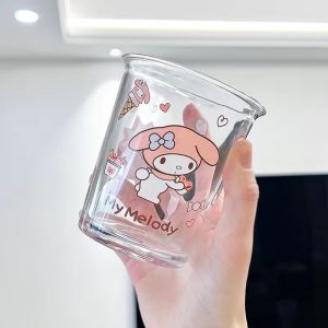 Cute Sanrio Glass Cup for Women Office Use High Aesthetic Value Fruit Juice Cup 2025 New Design Water Cup Heat Resistant Single Layer