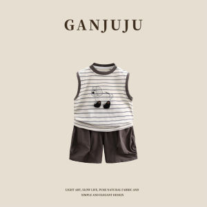 BOGUXIONG | Korean Style Cartoon Stripe Sleeveless Tank Top Set Summer