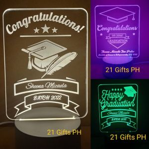 Graduation Plaque Customized Gift Souvenir Acrylic LED Lamp Congratulatory Memorabilia with Text engrave