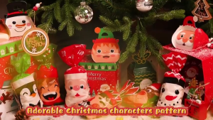 50PCS Christmas Drawstring Candy Bags Reusable Gift Pouches for Cookies Sweets Holiday Party Packaging & Decoration
