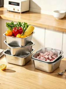 MODERN SWEETHOME | Square Multi-purpose Stainless Steel Dish Plate