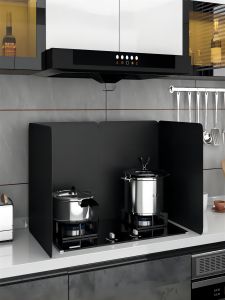 Black Foldable Thickened Stainless Steel Oil Barrier Kitchen Stove Heat Resistant Board Integrated Flange Luxury Heavy Duty