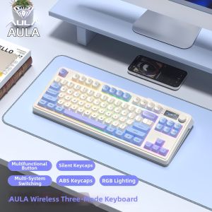 AULA | Wireless Wired Bluetooth 3-Mode Gaming Office Quiet Keyboard