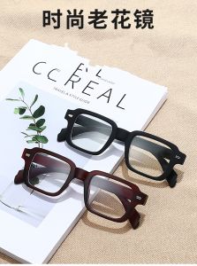 Colorful Square Frame Reading Glasses Anti-blue Light Frosted Texture Vintage Artistic Personality Senior Light Mirror