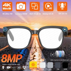 GUHUAVMI | Kính Thông Minh Tích Hợp Camera WiFi Video HD 1080P Chụp Ảnh Điều Khiển Bằng Giọng Nói AI Phát Nhạc Phát Hiện Chuyển Động Khung TR90 Chống Nước IP65 Sử Dụng Ngoài Trời