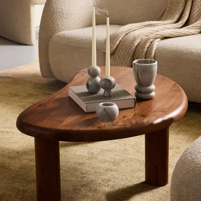 Retro Solid Wood Coffee Table Irregular Designer Lounge Wabi Sabi