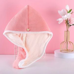 Double Layer Thickened Hair Drying Cap Womens Strong Water-Absorbing Quick-Drying Wrap Hair Towel Head Wiping Shampoo New Arrival Turban Shower Cap