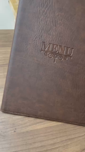 Bìa da PVC loại 1 cao cấp khổ A4 màu nâu đen loại cài góc cho cửa hàng doanh nghiệp.