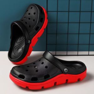 Mens 2025 New Hole Hole Shoes Outdoor Wear Slip-Resistant Odor-Resistant Soft Bottom Covered Toe Sandals Casual Slip-On Sandals