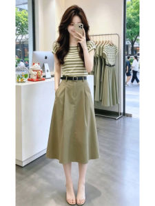 SUSIEYUAN | Fashionable Striped Summer Two Piece Set