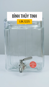 Bình Rót Thủy Tinh Lebenlang 5.6L LBL1225 Nắp Nơ Vòi Inox Dáng Chữ Nhật - hàng chính hãng