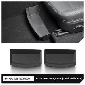 For Tesla Model Y Juniper 2025 Under Seat Storage Box Car Accessories Drawer Type Organizer Storage Front Seat Lower Box Case