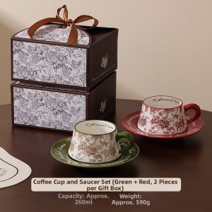 Elegant French Ceramic Coffee Cup and Saucer Set