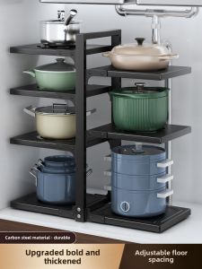 Kitchen Shelf For Home Multi-Functional Cookware Storage Rack Multi-Tier Cabinet Inner Sink Stove Layered Pot Rack