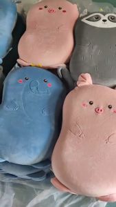 Gối cao su non bụng mèo có khóa kéo họa tiết con thú đáng yêu vỏ chất nỉ nhung mềm mại KT 35x55cm