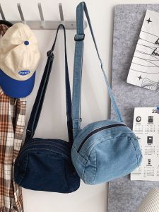 Casual Easiest for Match Denim Shell Bag Japanese Style Retro Canvas One-Shoulder Crossboby Bag Womens Minimalist Small Square Bag Men