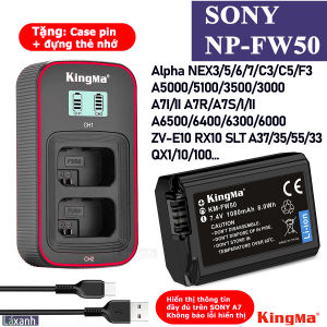 Sony NP-FW50 | Pin và Dock Sạc máy ảnh Kingma Sony ZV-E10 A7 A72 A7R A7R2 A7S A7S2 A6500 A6400 A6300 A6100 A6000 A3000 A3500 A5000 A5100 NEX3 NEX5 NEX6 NEX7 C3 C5 F3 A33 A35 A37 A55 RX10 QX1 ZVE10 SONY FW50 NP-FW50 NPFW50