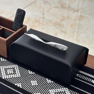 Elegant Black Leather Tissue Box for Living Room Coffee Table Dining Table Decorations High End Home Use Rectangular Shape