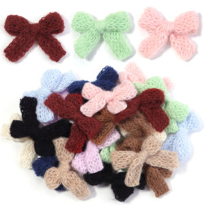 10pcs/lot Knitted Double Layer Yarn Bows Colored Cute Small Bowkont For Childrens Headwear Decoration DIY Hair Clip Accessories