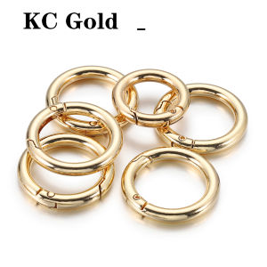 5PCS Round Spring Clasp Keychain Ring KC Gold Color Openable Carabiner Hook Buckle Connector for Jewelry Making Bag Accessories
