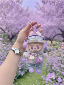 Labubu Kids Clothing Set Rainbow Plaid Shirt Jeans Hat Outfit for Boys And Girls Trendy Bubble Doll Clothes 17cm Size in Stock