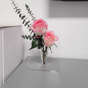 Acrylic Photo Frame Vase Transparent Artistic Creative Flower Holder Home Nordic INS Organic Glass Decoration for Desktop Bedroom Living Room