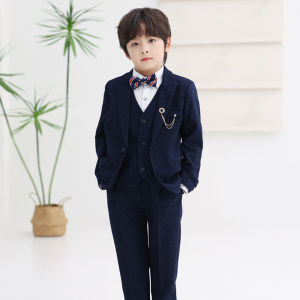 9Sbird 3PCS Children Suit Set Host Piano Walking Show Performance Blazer Luxury Personality Formal Dance Uniform For Boy