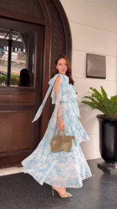 NOOZZSHOP 6911571 เดรสยาวเลเยอร์ ชุดไปงาน