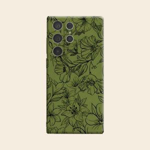 BILIBILI | Green Sketch Floral Luxury Fashion Full Lens Protective Case for Samsung Galaxy S26 S25 S24 A56 A36 Plus Ultra
