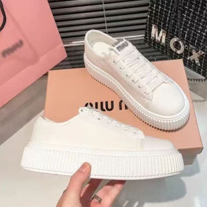 Womens Thick Bottom Canvas Sneakers Summer New Style Casual Miu Home Biscuit White Shoes Sports Heightening Board Shoes
