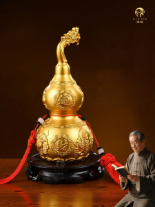 BINYUE | Lucky Blessing Decorative Object with Vermilion and Yellow Sandstone Base