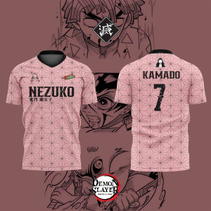 Bandai | 2026 Bandai Demon Slayer Anime NEZUKO NO.7 3D Print Football Jersey for Mens Tshirt Summer Sports Casual Tees Kids/Adult Y2k