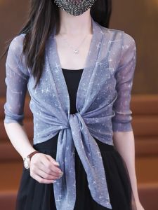 Áo Choàng Vai Áo Phối Váy Mùa Hè Áo Khoác Ngoài Phối Hai Dây Rộng Rãi Cỡ Lớn Cho Nữ Áo Khoác Nhỏ Kiểu Tây Voan Mỏng