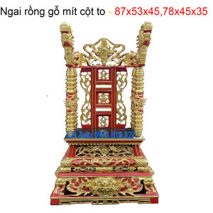 Ngai Thờ Cột Rồng Song Song Gỗ Mít Cỡ Tiểu Đại