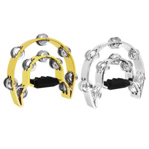 IRIN | IRIN Tambourines Double Hand Rattle Electroplated KTV Hand Bell Semi-Circular Gold Silver Color Orff Percussion Instruments