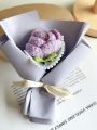 Hand Knitted Wool Flower Bouquet Rose Women's Day Gift Activity Small Knitted Flower Present Souvenir for Festivals And Celebrations. 