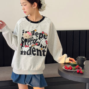 Girls Casual round Neck Sweatshirt Childrens 3D Cartoon Print Top Spring Autumn Wear Comfortable Soft Fabric Kids Clothes