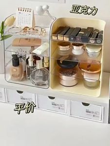 Transparent Acrylic Ladder Tray Desk Organizer Rack Makeup Organizer Table Organize Home Decor