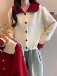 เสื้อสเวตเตอร์คาร์ดิแกนสำหรับคริสต์มาส แฟชั่นแขนยาวของผู้หญิง