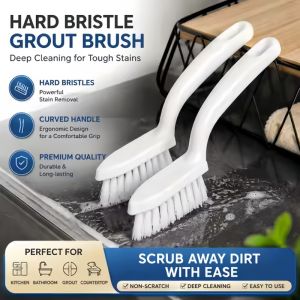 10Pcs Grout Cleaning Brush Hard Bristle 17.5cm Ergonomic Handle for Bathroom Tile Floor Window Gap Kitchen Multi Purpose Scrubber