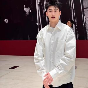 Cleanfit White Shirt Coat Mens Summer American Youth Long Sleeves Shirt Fancy Ice Silk Sun Protection Clothing